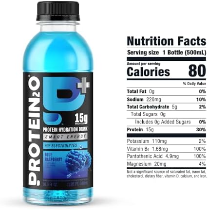 Protein2o 15g Whey Protein Isolate Hydration Drink Plus Energy & Focus, 350mg of Electrolytes, Vitamins B5 & B6, Sugar Free, Energy Variety Pack, 16.9 oz Bottle (Pack of 12)