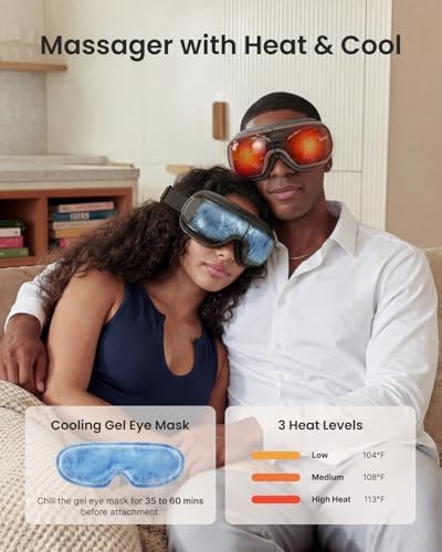 RENPHO Eye Massager with Heat and Cooling Voice Control, Fathers Day Dad Gifts for Husband Men, FSA Eligible HSA, Massaging Eye Mask for Migraine Headache Dry Eyes and Stress Relief - Eyeris 3