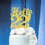Hello 22 Cake Toppers Gold Glitter, Happy 22nd Birthday Cake Decorations Cheers to 22 Years Party Decor, Twenty-two Year Old Theme Birthday Anniversary Party Supplies