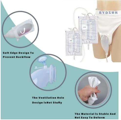 Urine Bags for Men, External Urinary Catheter for Male/Famale, Wearable Urinal Bag with Collection Urine Bag (2000ml & 1000ml), Urinary Drainage System, Portable Urine Catheter Bag