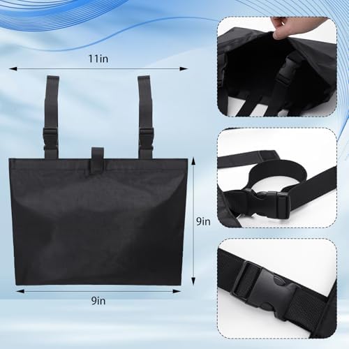 Threlaco 2 Pcs Urine Drainage Bag Holder Canvas Catheter Bag Covers for Wheelchairs Chair Bed Under Basket with Adjustable Straps for Foley Infusion Nephrostomy Bags, 15 x 11 x 9 in(Black)