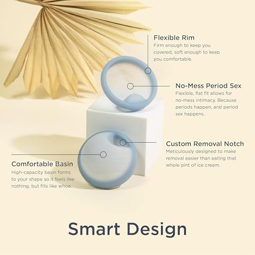 Saalt Menstrual Disc - Soft, Flexible, Reusable Medical-Grade Silicone - Wear 12 Hours - Removal Notch - Two Sizes - Menstrual Cup or Tampon Alternative - Made in USA - Lasts 10 Years (Blue, Regular)
