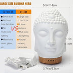 Buddha Essential Oil Diffuser - Aromatherapy Diffusers for Essential Oils - White Ceramic Diffuser Buddha Head Humidifier with 4 Timer & 7 Color Night Light Settings and Auto Off Function