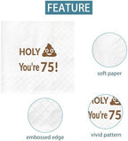 Joyiou Holy You're 75 Birthday Cocktail Napkins, Happy 75th Birthday Gifts Decorations for Men and Women, 75 Years Old Birthday Party Table Favor Supplies (4.5 x 4.5 In, 50-Pack)