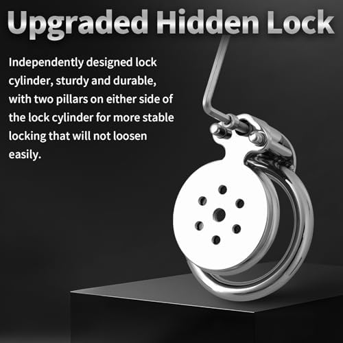Flat Chastity Cage - 4IN1 Metal Chastity Device with Upgraded Invisible Lock & Chastity Belt, Stainless Steel Cock Cage with Penis Plugs & Tray Base, BDSM Bondage Gear Adult Sex Toys for Men (1.77in)