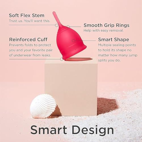 Saalt Menstrual Cup – Reusable Period Cup – Made for Comfortable, Leak-Free Protection Up to 12 Hours – BPA & Latex Free – Includes Cup & Carry Bag (Regular, Himalayan Pink)