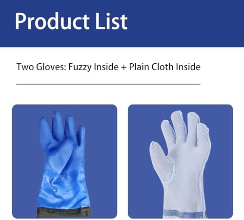 2Pair PVC Chemical Resistant Long Rubber Gloves Elbow Length,Heavy Duty Waterproof Gloves For Dishwashing Cleaning Chemical Pool Pond Acid Work, 25 Inches, Large-(Blue)