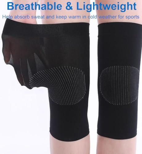 1 Pair Knee Sleeves for Women & Men, Lightweight Thin Knee Sleeves for Knee Pain Relief, Knee Warmers Knee Brace Undersleeve Dancer Knee Pads, Knee Brace for Daily Use (Beige)