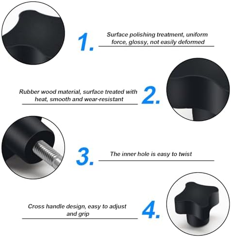 Rollator Walker Replacement Knob 2 PCS Replacement Arm Adjustment Knobs for Rollator Walker Accessories,Rollator Parts Knobs with M6 Track Bolt Set