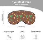 Cute Monkey Silk Sleep Mask, Adjustable Elastic Strap, Yellow, Animal Banana Palm Leaf Pattern, Soft Eye Shade Cover for Men Women Boy Girl Airplane Travel