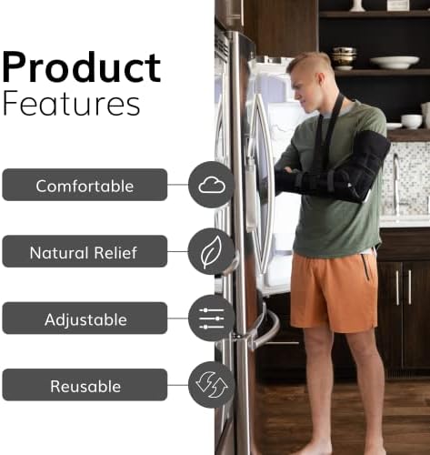 BraceAbility Posterior Long Arm Splint - Elbow Immobilizer Right or Left Forearm Brace with Sling for Fractures, Post-Surgery Recovery, Tendonitis, Bursitis, and Ulnar Nerve Entrapment Relief (M)