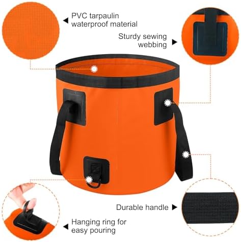 5 Gallon Bucket for Cleaning, Collapsible Mop Bucket Wash Basin Foldable Car Wash Buckets for Fishing Shower Travel, Portable Water Storage Containers for Household RV Essentials and Beach Supplies