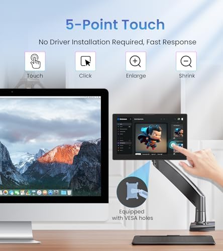 NLIEOPDA 7 Inches Touchscreen Monitor, HD 1024×600 IPS LCD Capacitive Touch Screen Compatible with R Pi 4B/3B+/3B/2/1B+/Zero Ora Pi 5 Por/3 Plus/3B/4B Ban Pi and Windows 10/8/7 (CX-080-A US)