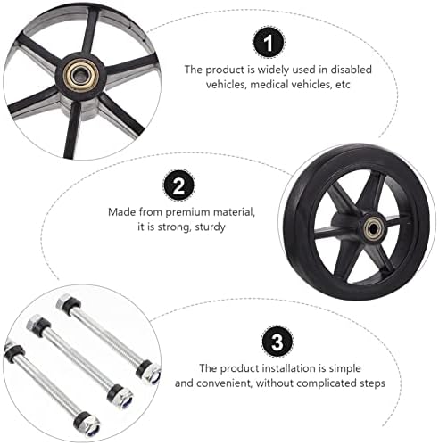 7 Inch Wheels for Walker Replacement Wheels 4Pcs Wheelchair Front Castor Replacement: Drive Walker Parts Universal Fit Black