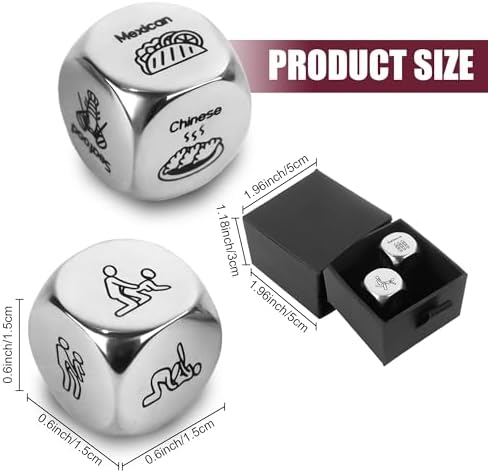 Date Night Dice Couples Gift, 2 Pcs Decision Dice Stocking Stuffers, Funny Valentine's Day Anniversary Christmas Birthday Gifts for Boyfriend Girlfriend Husband Wife Romantic Night- Love&Food