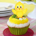 Easter Chicks Edible Cupcake Toppers - Stand Up Wafer Cake Decorations, Yellow Chicks Cake Topper, Easter Party Decorations, Cute Chicken Cookie Decorations 2 Inch / 5cm UNCUT (12)