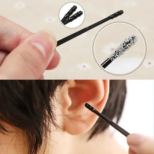 120Pcs Disposable Adhesive Ear Digging Stick for Children's Safety Ear Cleaner for Adult Spiral Ear wax removal Ear Scoop Earwax Remover Tool with Dust cover packaging