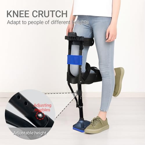 Hands Free Knee Crutch for Adults - Adjustable, Stable Knee Crutches Alternative for Foot Ankle Injury Recovery and Comfortable, Hands-Free Crutch for Adjustable with Leg Straps