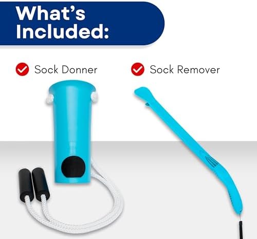 RMS Sock Aid Kit - Easy On Easy Off Device for Putting On Socks and Removing Socks or Stockings for Men and Women with Limited Mobility (Blue)