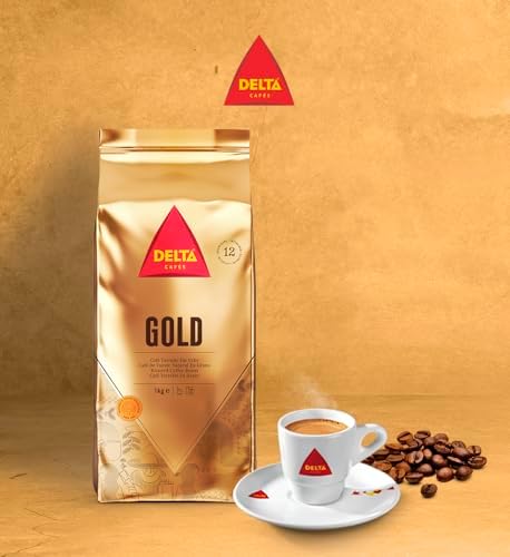 Delta Cafés Gold Whole Bean Coffee 1kg/35.2 oz – Arabica Blend, Intensity 12, Naturally Roasted Espresso Beans with Cereal & Popcorn Notes