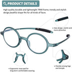 DOOViC Round Reading Glasses Blue Light Blocking Readers Flexible Lightweight Fashion Design Round Readers for Women Men +2.75 Strength
