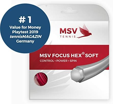 MSV Focus HEX Soft Tennis String Set, 16L/1.25 Gauge, Red