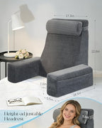 Seniny Reading Pillow for Bed Adult - 22" Back Support Pillow for Sitting Up Rest, Husband Bed Chair and Backrest Pillow with Arms, Lounge Sit Up Pillows for Dorm, Corner, Couch, Study, Watching TV