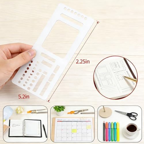 3Pcs Planner Stencils Templates – Reusable Planner Stencil for Dot Grid Journals, Bullet Journal Stencils, Calendar & Journal Planning Accessories for Women