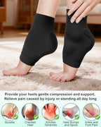 Achilles Tendon Support with Silicone Heel Protector Cushion Pad, Achilles Tendonitis Relief Sleeve Brace Compression Socks for Women Men Plantar Fasciitis, Bursitis, 1 Pair (Black, Regular)