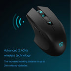 Granvela Noiseless Wireless Mouse,Forter i720 Ergonomic Silent Mouse for Gaming and General Use - 2 Side Buttons - Black