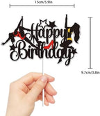 Pole Dance Happy Birthday Cake Topper Black Glitter Funny Sexy Cake Decorations Sports Theme Pole Dancer Bachelorette Wedding Bridal Shower Birthday Party Supplies