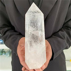 800-1000g White Crystal Column Quartz Wand Point Obelisk Ornaments