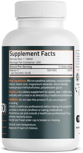 Bronson Vitamin C 500 MG Supports a Healthy Immune System & Antioxidant Protection, Non-GMO, 250 Vegetarian Tablets