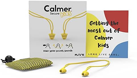 Flare Calmer Kids Secure| Ear Plugs Alternative | Daily Noise Relief | Sound Sensitivity | Stress Relief | No Muffling | Improve Wellbeing | Comfy, Reusable, Soft Silicone Earplugs | Earplugs |Yellow