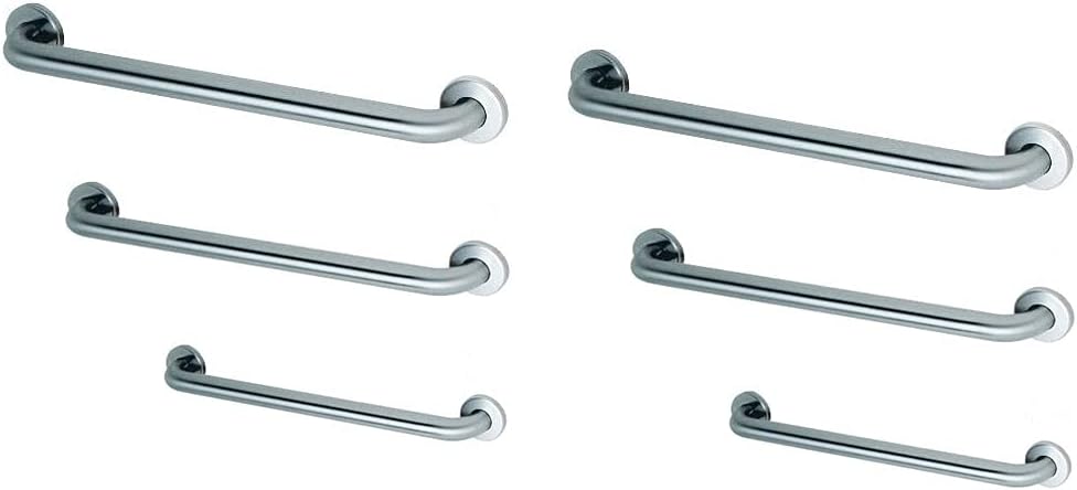 Commercial Grab Bar Bundle for Commercial and Residential Restrooms- 1.5" Diameter - 18", 36", 42" - ADA Compliance - Pack of 6