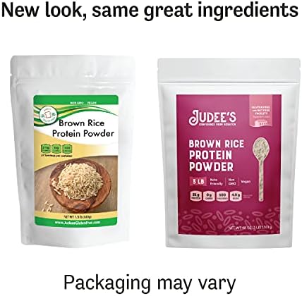 Judee's Gluten Free Brown Rice Protein Powder - Sprouted Rice Formula - Keto-Friendly Plant-Based Nutrition - Dairy & Soy-Free Shake Base - 3 lb, Unflavored, Pack of 1