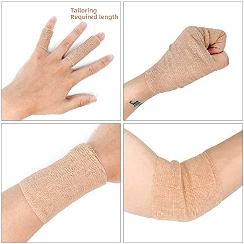 [8 Pack 4" x 5 Yards] Beige-Self Adhesive Cohesive Bandage Wrap, Self Adherant Non-Woven Wrap Rolls, Atheletic Tape for Wrist, Ankle, Hand, Leg, Premium-Grade Medical Stretch Wrap
