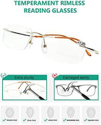 Eyekepper Titanium Rimless Reading Glasses Readers Men Gold