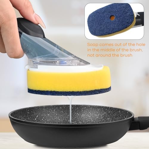 Sponge Brush Refills for OXO Soap Dispensing Dish Brush - 4 Pack Dish Cleaning Soap Dispensing Head Replacement for Scrubber