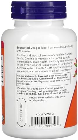 Now Foods Choline & Inositol 500 Mg - 100 Caps