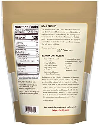Bob's Red Mill Whole Grain Oat Flour, 20oz (Pack of 4) - Whole Grain, Vegan, Kosher