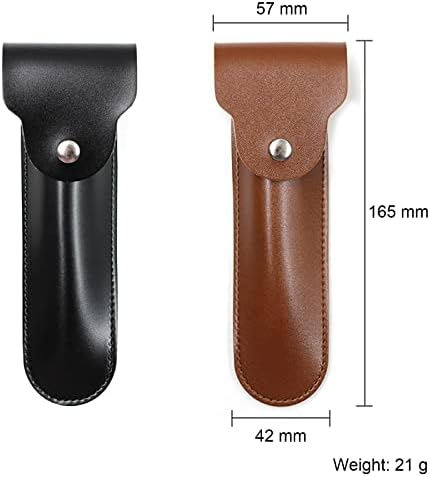 2PCS LinMei Razor Protective Travel Cover for Straight, Shavette and Barber Razors Shaving Pouch Holder (Brown, Black)