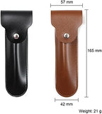 2PCS LinMei Razor Protective Travel Cover for Straight, Shavette and Barber Razors Shaving Pouch Holder (Brown, Black)