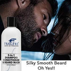 Shampoo Conditioner and Beard Wash for Men, 12 oz - Unscented, Sensitive Skin, 3 in 1 Hair and Beard Cleansing and Conditioning, Grooming Product