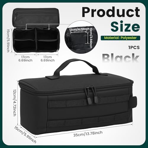 First Aid Bag Empty,Travel Bag Empty Pill Box Organizer, Portable Travel Pill Bottle Organizer for Home Outdoor Emergency Traveling(black,13.78 x 5.91 x 4.72 in)