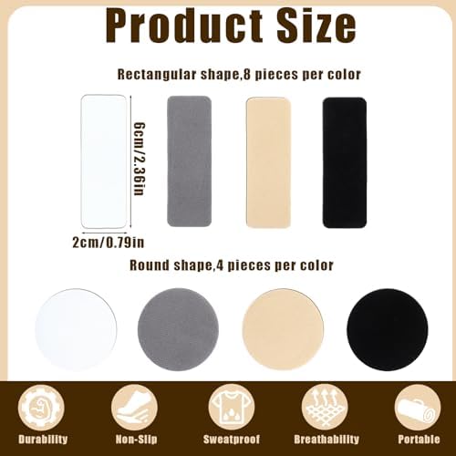 48pcs Shoe Patches for Holes, Shoe Repair Patch, Shoe Patch Rectangular & Round, Hole Repair Patchs for Sports Shoes four Colors