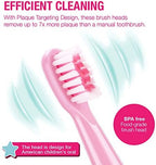 Vekkia Sonic Kids Electric Toothbrush Replacement Heads - 7X More Plaque Removal, End-Rounded 3D Curved Soft Bristles, Comfortable & Efficient Clean Teeth, Perfect for Kid Small Mouth, Pink (4 Pack)