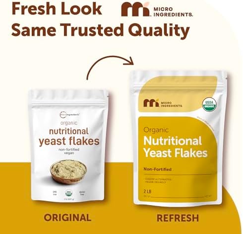 Micro Ingredients Organic Non-Fortified Nutritional Yeast Flakes, 2 Pounds | Vegan Protein, B Vitamins & Beta-glucans | Keto Friendly, Dairy Free Cheese Substitute, Non-GMO, Gluten Free