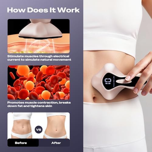 Professional Electric Body Massager - 4 in 1 Upgraded Portable Skin Tightening with Heating for Belly, Waist, Arms, Buttocks, Legs, Gift for Man & Women (Pink)
