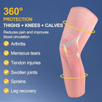 Leg Compression Sleeve 1 Pair Long Knee Braces for Women and Men Knee Support with Non Slip Silicone for Sports Running
